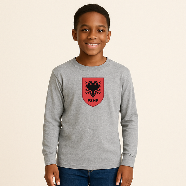 Youth Kids Albania National Soccer Team Long Sleeve T-Shirt
