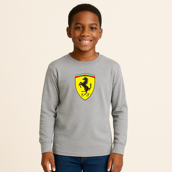 Youth Kids Ferrari Motorsport Car Long Sleeve T-Shirt