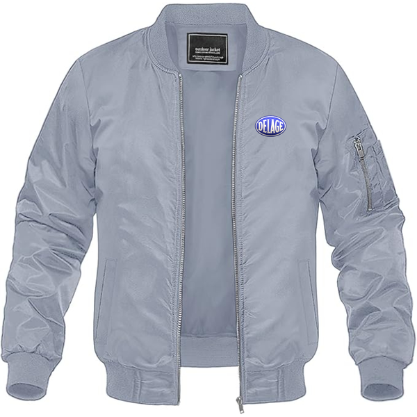 Men's Delage Logo Lightweight Bomber Jacket Windbreaker Softshell Varsity Jacket Coat