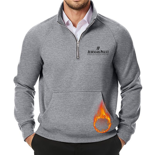 Men's Audemars-Piguet JMIERR Quarter Zip Pullover Heavy Sweatshirts Warm Fleece Sweatshirt Polo Shirt with Pockets