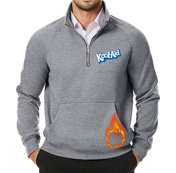Men's kool-Aid JMIERR Quarter Zip Pullover Heavy Sweatshirts Warm Fleece Sweatshirt Polo Shirt with Pockets