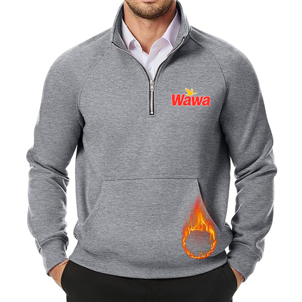 Men's  Wawa Gas Station JMIERR Quarter Zip Pullover Heavy Sweatshirts Warm Fleece Sweatshirt Polo Shirt with Pockets