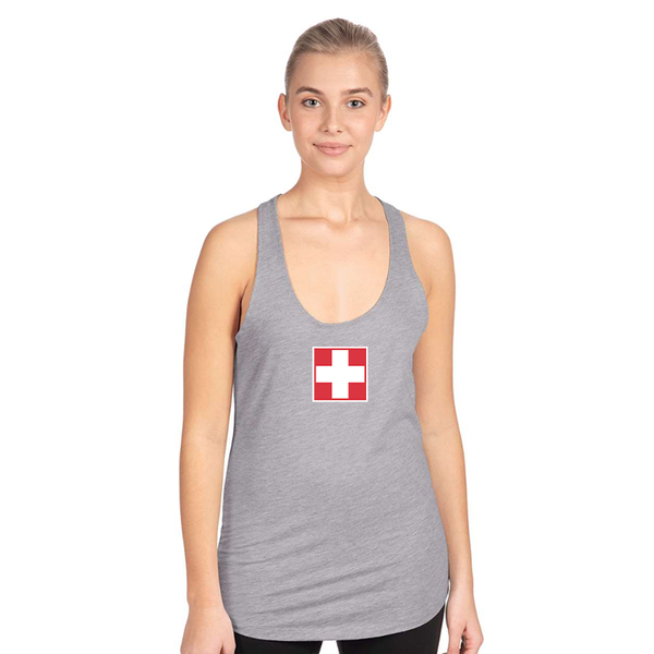 Women's Switzerland National Football Soccer Team  Next Level Ideal Racerback Tank