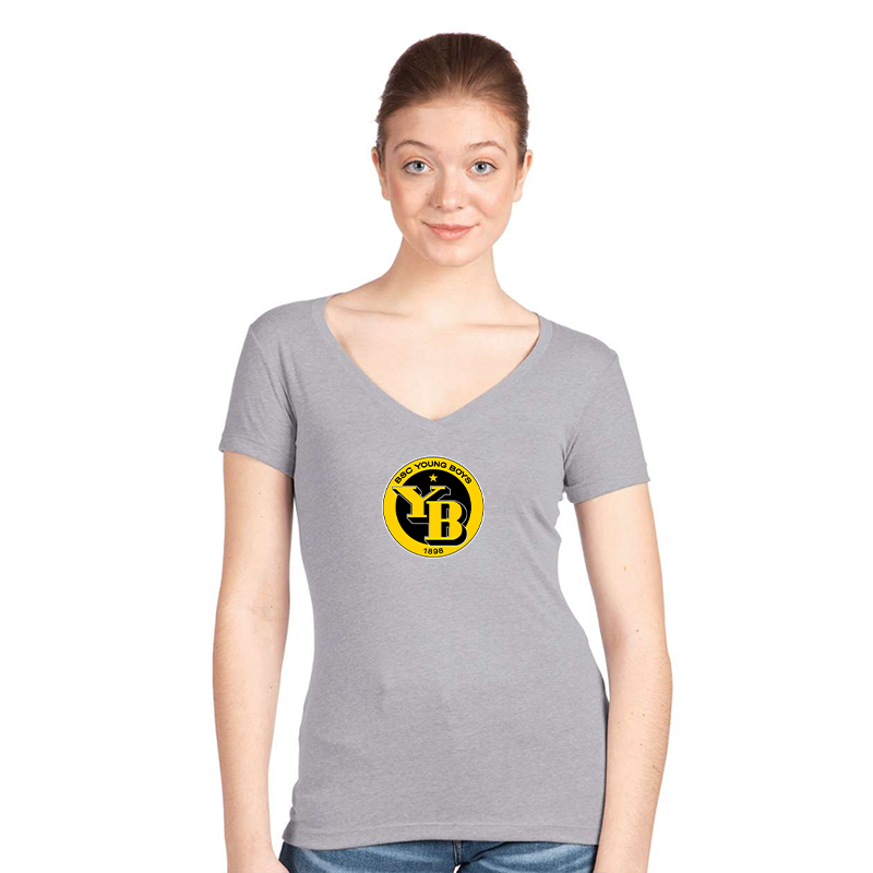 Women's  Young Boys Soccer V-Neck T-Shirt