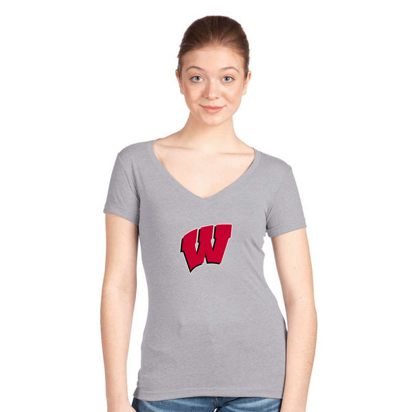 Women's Wisconsin Badgers  Next Level V-Neck T-Shirt