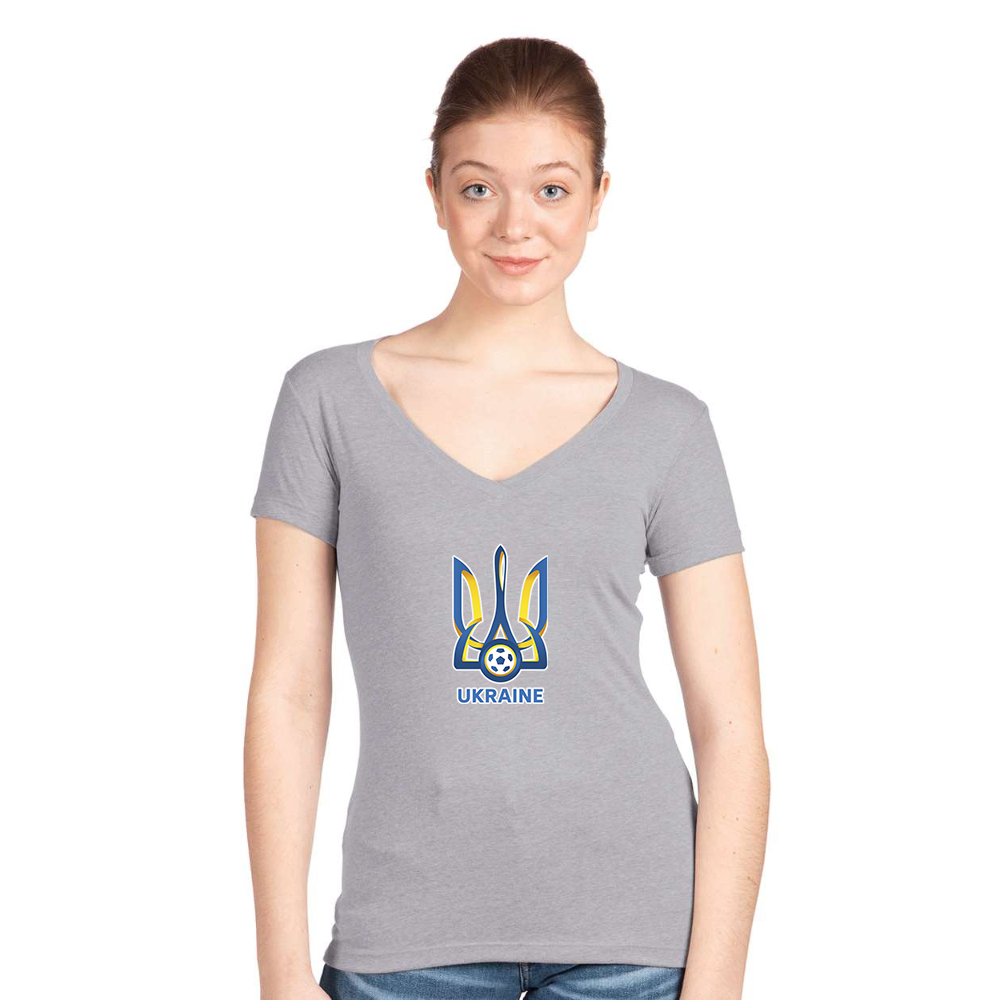 Women's Ukraine National Football Soccer Team  V-Neck T-Shirt