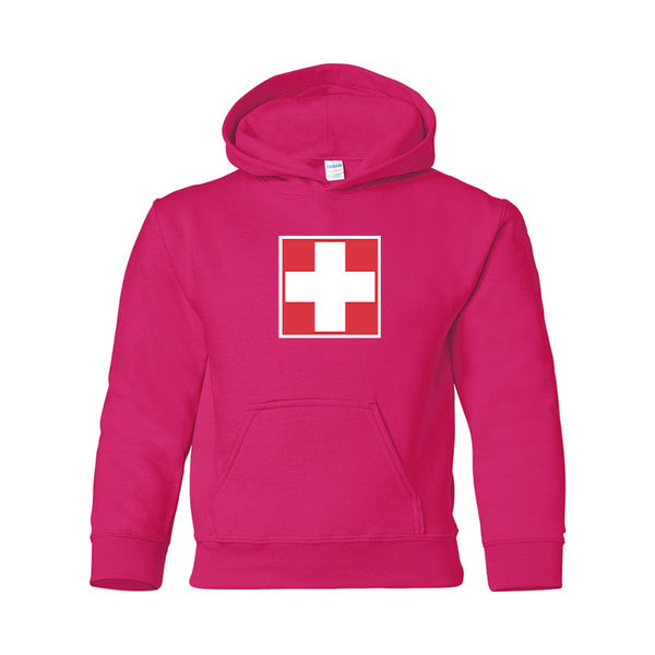 Youth Switzerland National Football Soccer Team  Gildan Heavy Blend  Hooded Sweatshirt