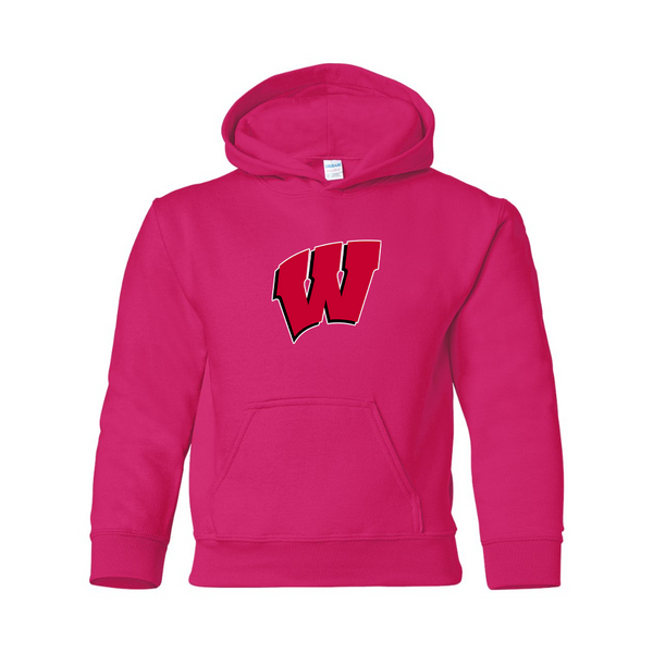 Youth  Wisconsin Badgers Gildan Heavy Blend  Hooded Sweatshirt