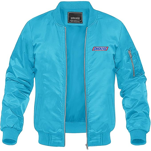 Men's  Snickers Logo Lightweight Bomber Jacket Windbreaker Softshell Varsity Jacket Coat