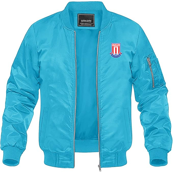Men's Stoke City Soccer  Lightweight  Bomber Jacket Windbreaker Softshell Varsity Jacket Coat