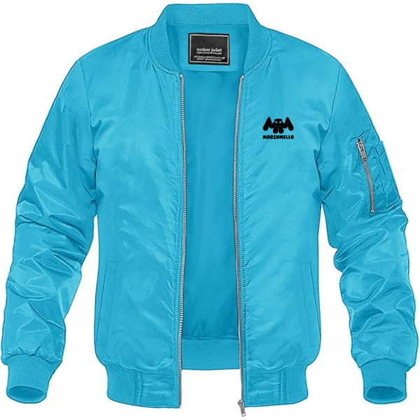 Men's Marshmello Logo Lightweight Bomber Jacket Windbreaker Softshell Varsity Jacket Coat