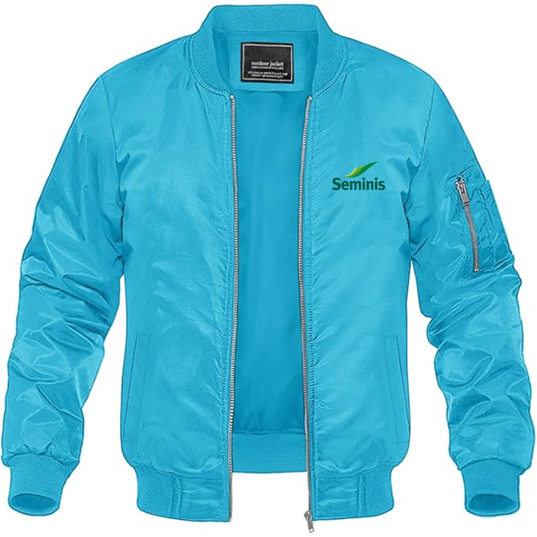 Men's  Seminis  Logo  Lightweight Bomber Jacket Windbreaker Softshell Varsity Jacket Coat