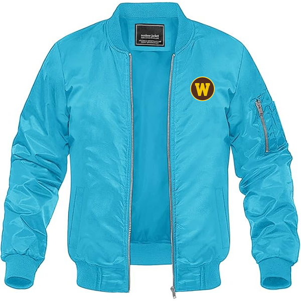 Men's  Western Michigan Broncos  Lightweight Bomber Jacket Windbreaker Softshell Varsity Jacket Coat