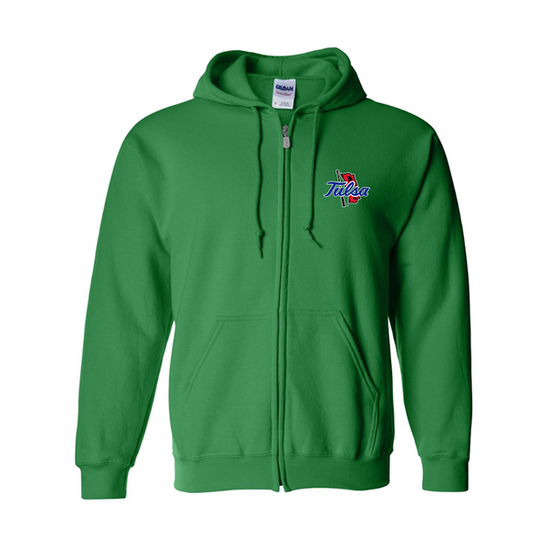 Men's Tulsa Golden Hurricane Gildan  Heavy Blend Full Zip Hooded Sweatshirt