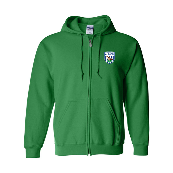 Men's West Bromwich Albion Soccer Gildan  Heavy Blend Full Zip Hooded Sweatshirt