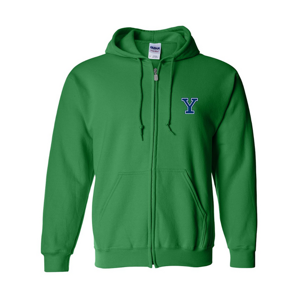 Men's Yale Bulldogs Gildan  Heavy Blend Full Zip Hooded Sweatshirt