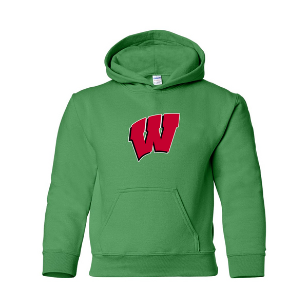 Youth  Wisconsin Badgers Gildan Heavy Blend  Hooded Sweatshirt