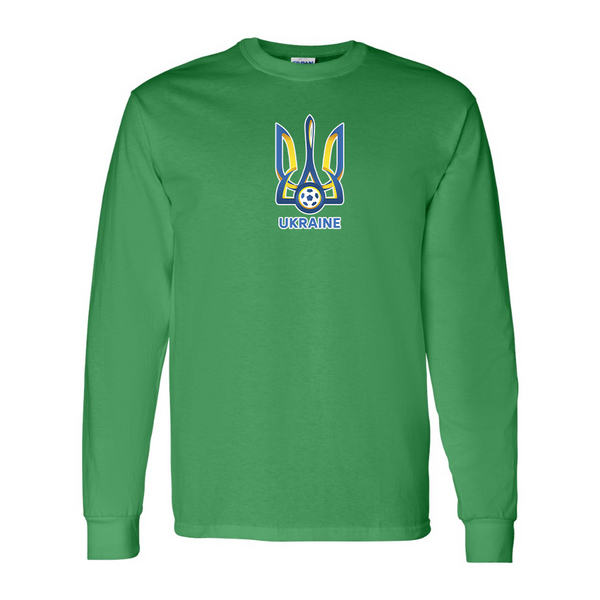 Men'sUkraine National Football Soccer Team Gildan Heavy Cotton Long Sleeve T-Shirt