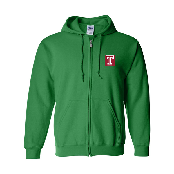Men's Temple Owls Gildan  Heavy Blend Full Zip Hooded Sweatshirt