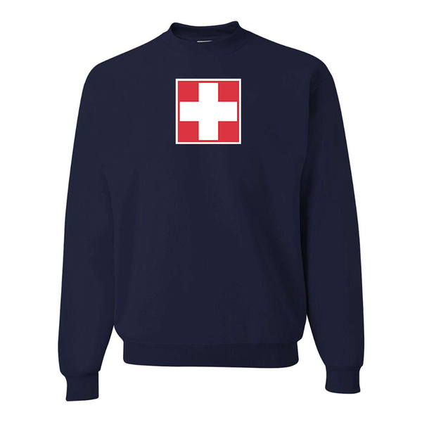 Men's Switzerland National Football Soccer Team   JERZEES NuBlend Crewneck Sweatshirt