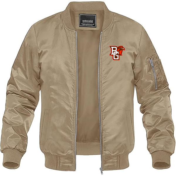Men's Bowling Green Falcons  Lightweight Bomber Jacket Windbreaker Softshell Varsity Jacket Coat