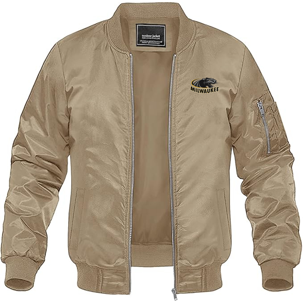 Men's Wisconsin Milwaukee Panthers Lightweight Bomber Jacket Windbreaker Softshell Varsity Jacket Coat