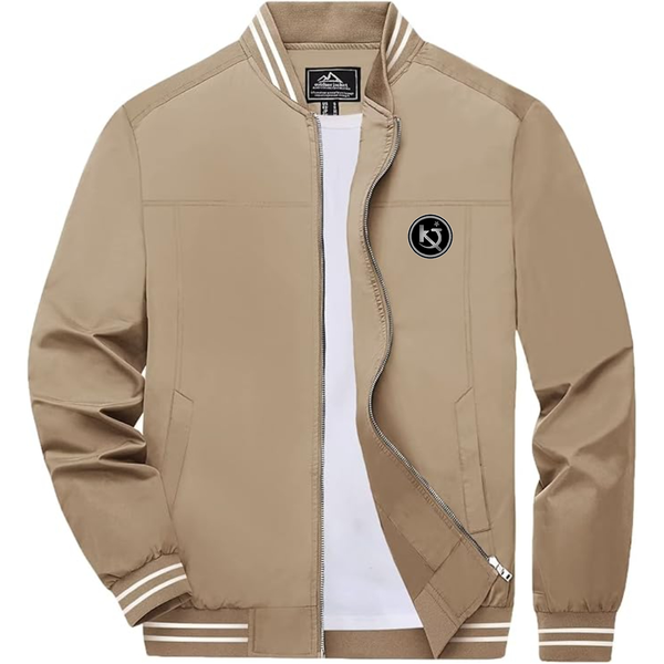 Men's  Killing Joke  Lightweight Zip-Up Bomber Jacket with Ribbed Collar and Cuffs Versatile Casual Outerwear