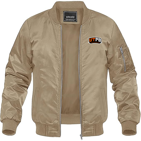 Men' UTRGV Vaqueros Lightweight Bomber Jacket Windbreaker Softshell Varsity Jacket Coat