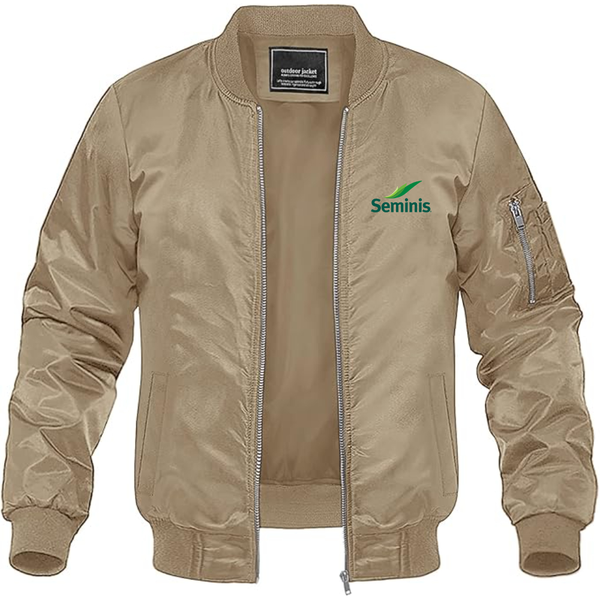 Men's  Seminis  Logo  Lightweight Bomber Jacket Windbreaker Softshell Varsity Jacket Coat