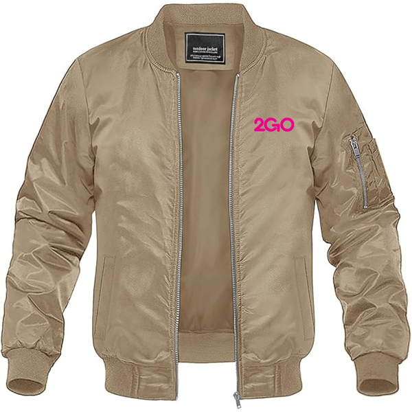 Men's 2GO Logo Lightweight Bomber Jacket Windbreaker Softshell Varsity Jacket Coat