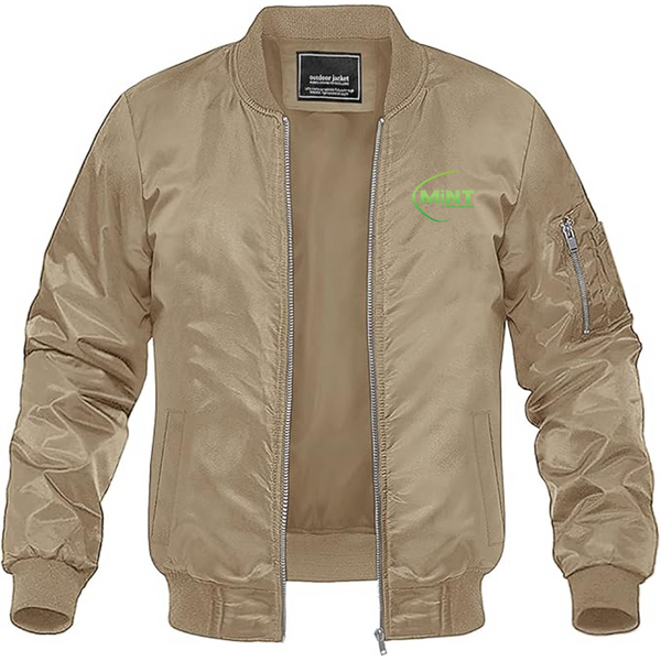 Men's Mint Radio Logo Lightweight Bomber Jacket Windbreaker Softshell Varsity Jacket Coat