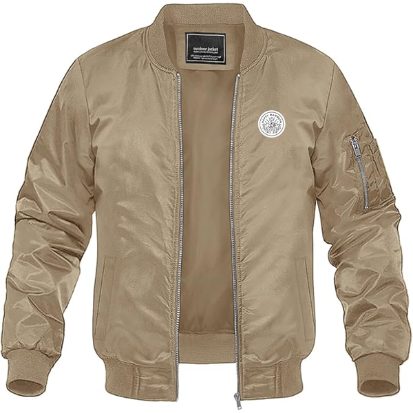 Men's Happy Mammoth Logo Lightweight Bomber Jacket Windbreaker Softshell Varsity Jacket Coat