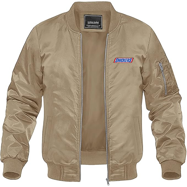 Men's  Snickers Logo Lightweight Bomber Jacket Windbreaker Softshell Varsity Jacket Coat