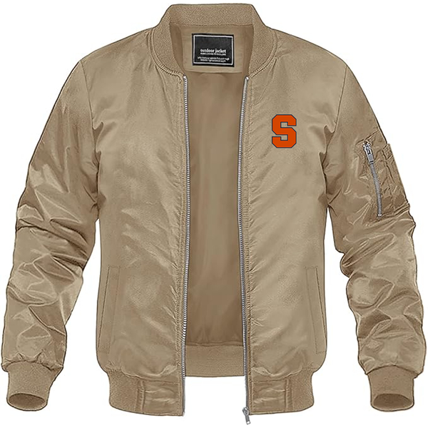 Men's Syracuse Orange Lightweight Bomber Jacket Windbreaker Softshell Varsity Jacket Coat
