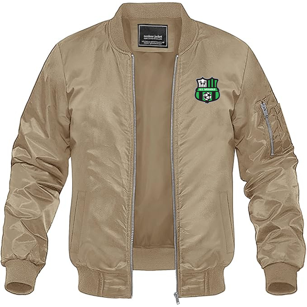 Men's U.S. Sassuolo Soccer Lightweight Bomber Jacket Windbreaker Softshell Varsity Jacket Coat