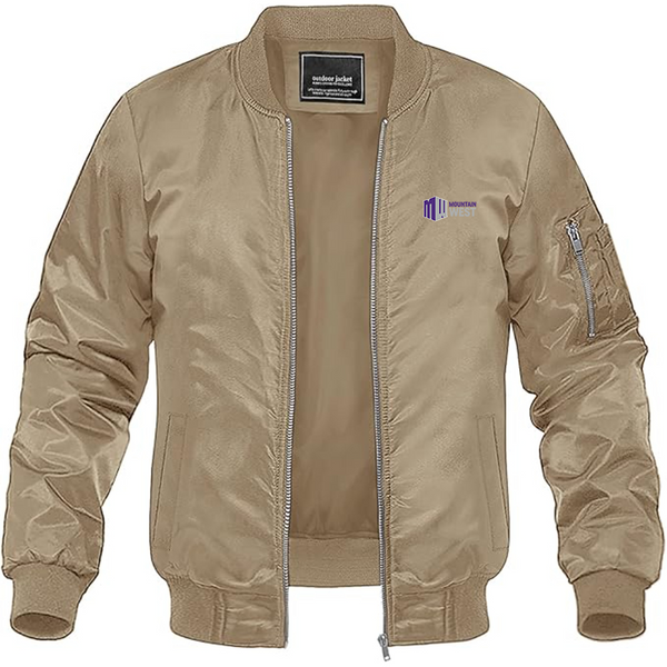 Men's Mountain West Conference  Logo Lightweight Bomber Jacket Windbreaker Softshell Varsity Jacket Coat