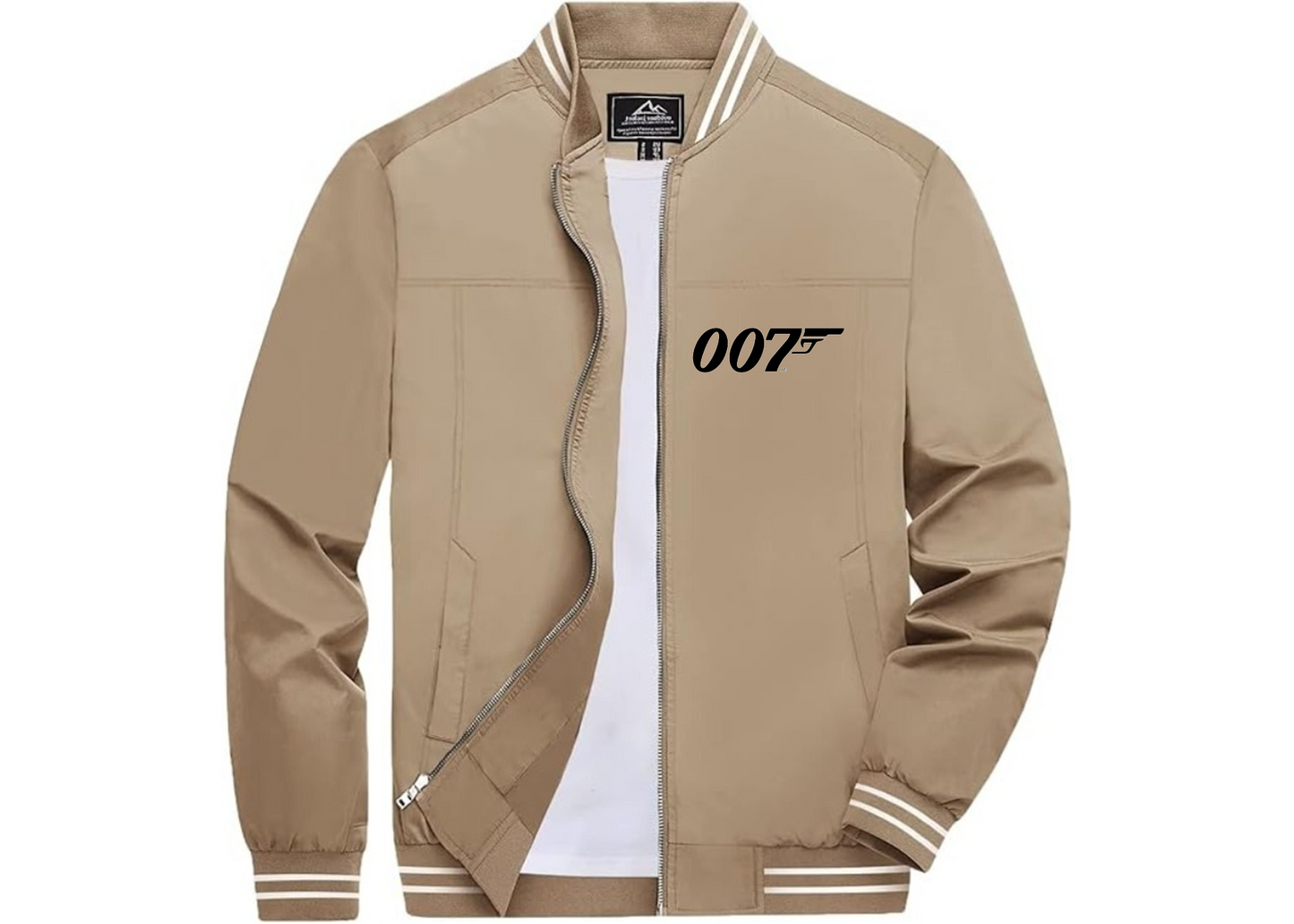 007 James Bond Movie_ Lightweight Zip-Up Bomber Jacket with Ribbed Collar and Cuffs - Versatile Casual Outerwear