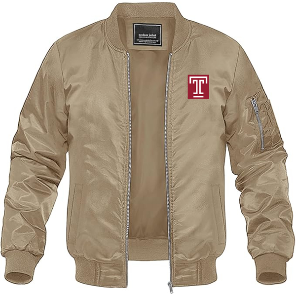 Men's Temple Owls Lightweight Bomber Jacket Windbreaker Softshell Varsity Jacket Coat