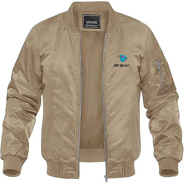 Men's Mr Beast Logo  Lightweight Bomber Jacket Windbreaker Softshell Varsity Jacket Coat