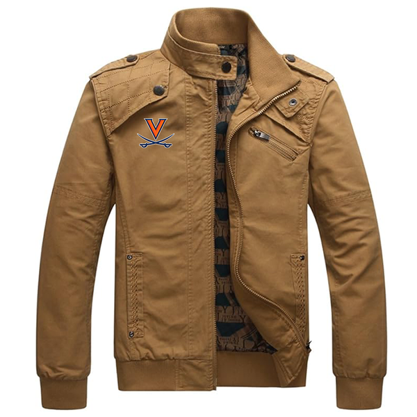 Men's  Virginia Cavaliers   Dwar Casual Washed Cotton Military Outdoor Jackets with Shoulder Straps