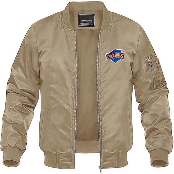 Men's  Brooklyn Cyclones Logo Lightweight Bomber Jacket Windbreaker Softshell Varsity Jacket Coat