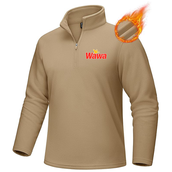 Men's  Wawa Gas Station MAGCOMSEN Men_s Quarter-Zip Pullover Polar Fleece Sweatshirt Stand Collar Long Sleeve Shirt for Men Thermal Winter Fall