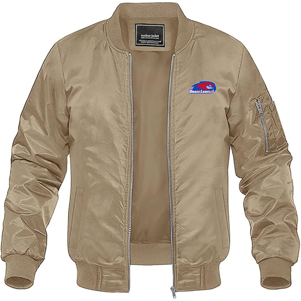 Men's UMass Lowell River Hawks Lightweight Bomber Jacket Windbreaker Softshell Varsity Jacket Coat