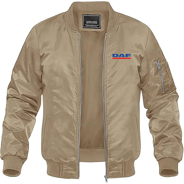Men's DAF Logo Lightweight Bomber Jacket Windbreaker Softshell Varsity Jacket Coat