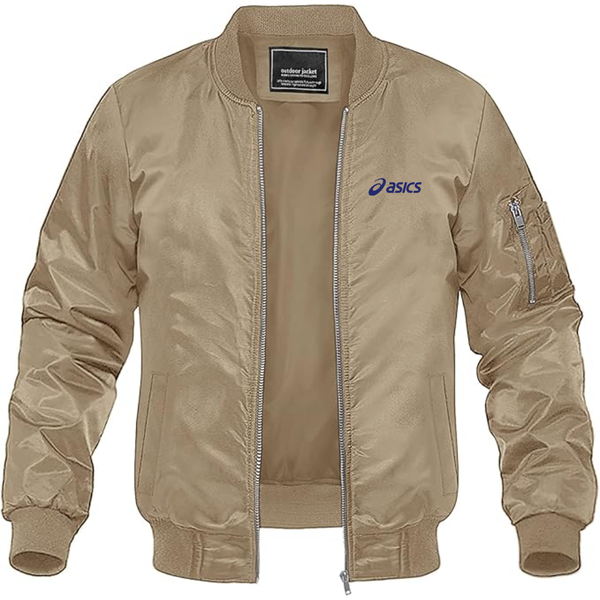 Men's Asics Logo Lightweight Bomber Jacket Windbreaker Softshell Varsity Jacket Coat