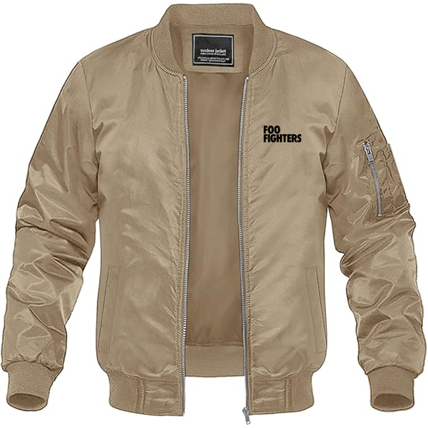 Men's Foo Fighters Logo Lightweight Bomber Jacket Windbreaker Softshell Varsity Jacket Coat