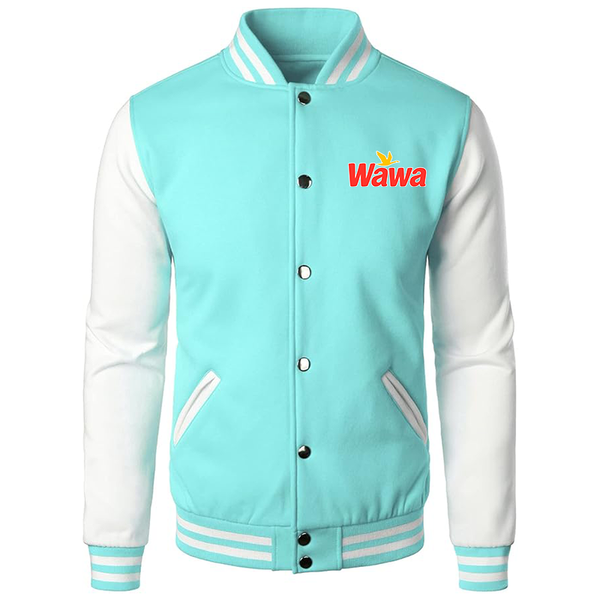Men's  Wawa Gas Station Varsity Baseball Jacket Cotton Blend Letterman Jackets