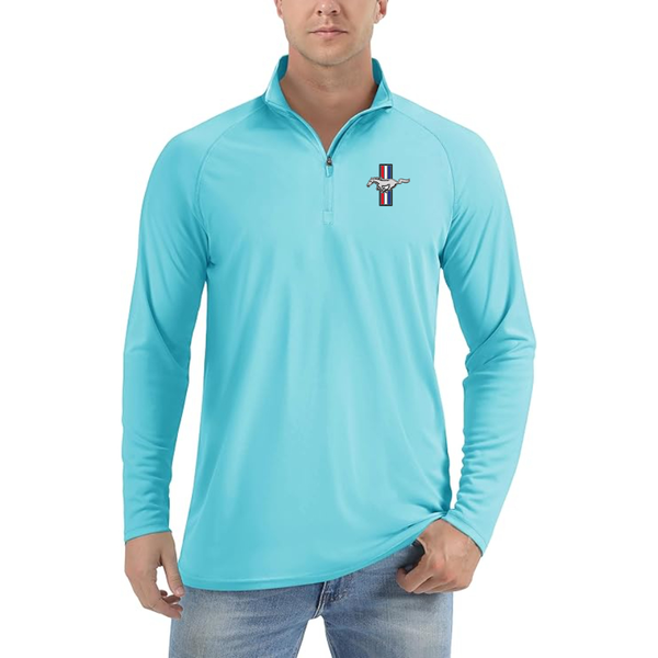 Men's Mustang Lightweight Quarter-Zip Athletic Shirt Long Sleeve