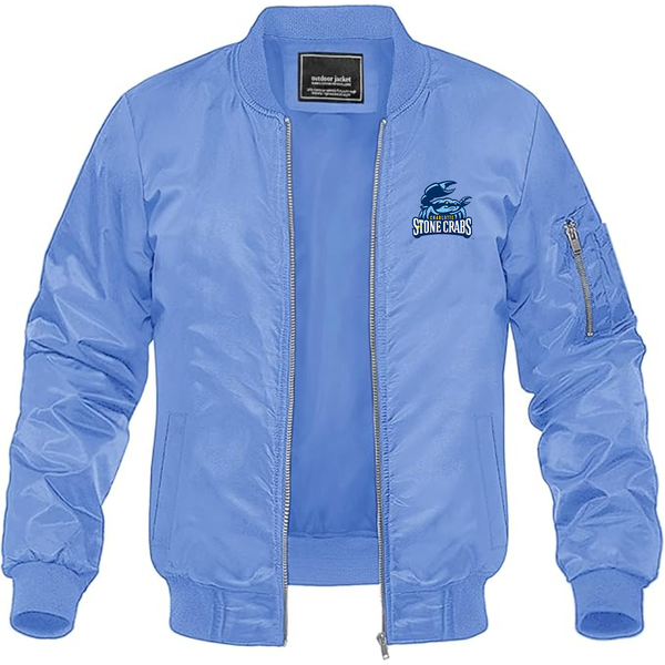 Men's Charlotte Stone Crabs Logo Lightweight Bomber Jacket Windbreaker Softshell Varsity Jacket Coat