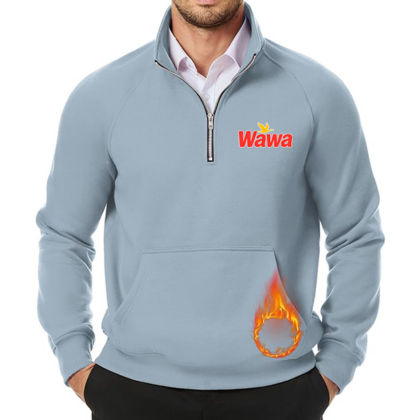 Men's  Wawa Gas Station JMIERR Quarter Zip Pullover Heavy Sweatshirts Warm Fleece Sweatshirt Polo Shirt with Pockets